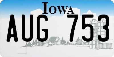 IA license plate AUG753