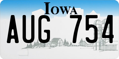 IA license plate AUG754
