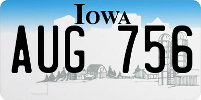 IA license plate AUG756