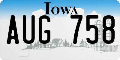 IA license plate AUG758