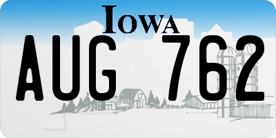 IA license plate AUG762