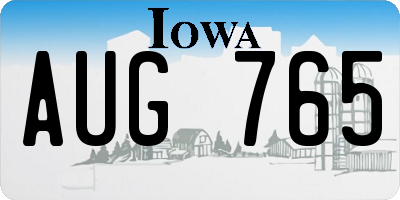 IA license plate AUG765