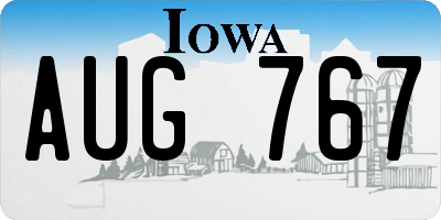 IA license plate AUG767