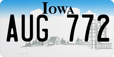 IA license plate AUG772
