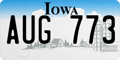 IA license plate AUG773