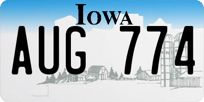 IA license plate AUG774