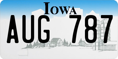 IA license plate AUG787