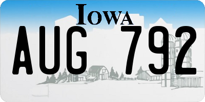 IA license plate AUG792