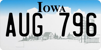 IA license plate AUG796