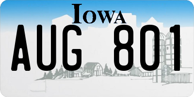 IA license plate AUG801