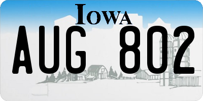 IA license plate AUG802