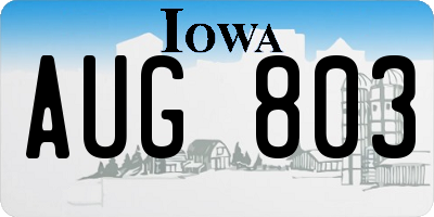 IA license plate AUG803