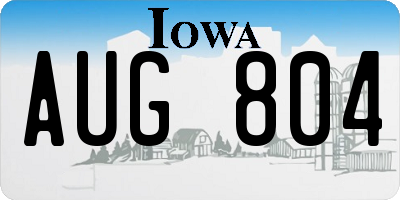 IA license plate AUG804