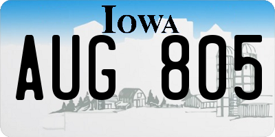 IA license plate AUG805