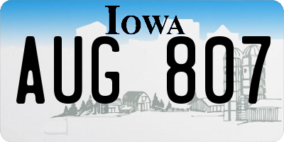 IA license plate AUG807