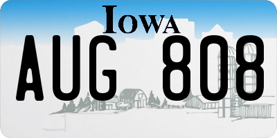 IA license plate AUG808