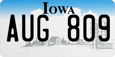 IA license plate AUG809