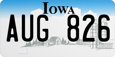 IA license plate AUG826