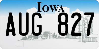 IA license plate AUG827