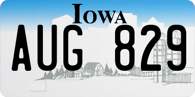 IA license plate AUG829