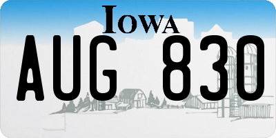 IA license plate AUG830