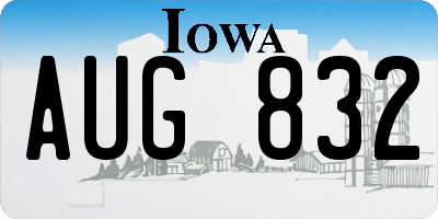 IA license plate AUG832