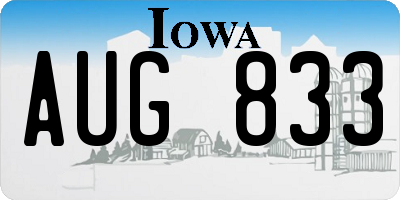 IA license plate AUG833