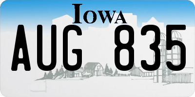 IA license plate AUG835