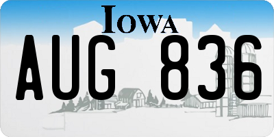 IA license plate AUG836