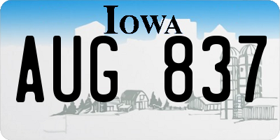 IA license plate AUG837