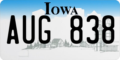 IA license plate AUG838