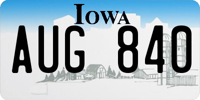 IA license plate AUG840