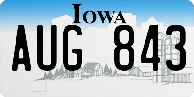 IA license plate AUG843