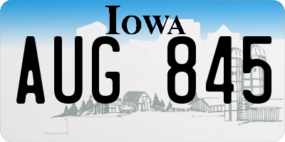 IA license plate AUG845