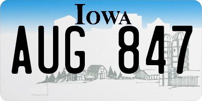 IA license plate AUG847