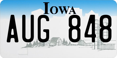 IA license plate AUG848