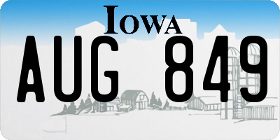 IA license plate AUG849