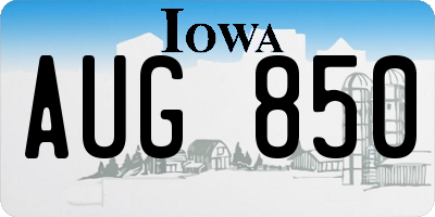 IA license plate AUG850