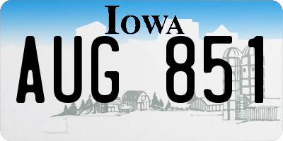 IA license plate AUG851
