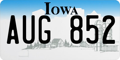 IA license plate AUG852