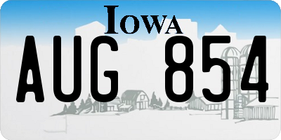 IA license plate AUG854