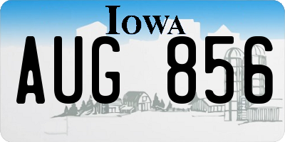 IA license plate AUG856