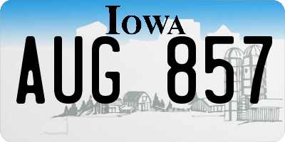 IA license plate AUG857