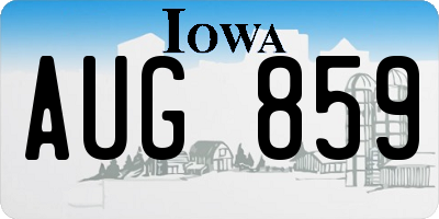 IA license plate AUG859