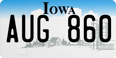 IA license plate AUG860