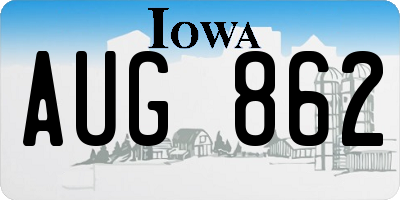 IA license plate AUG862