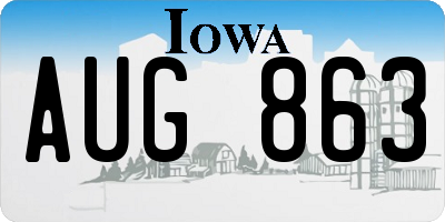 IA license plate AUG863