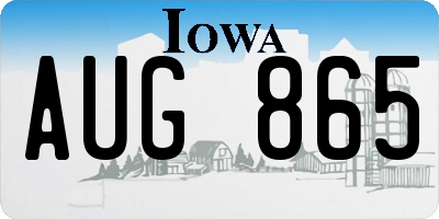 IA license plate AUG865