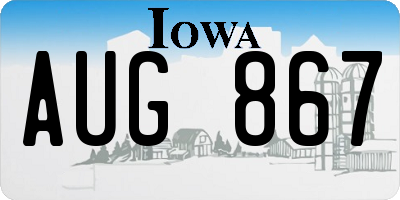 IA license plate AUG867
