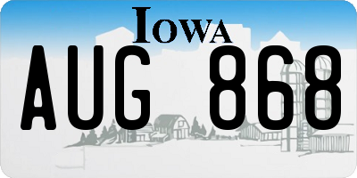 IA license plate AUG868